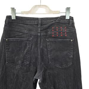 Ksubi Jeans Black Slim Mens 33 Embroidered Red + Signs Streetwear Stretch Skinny